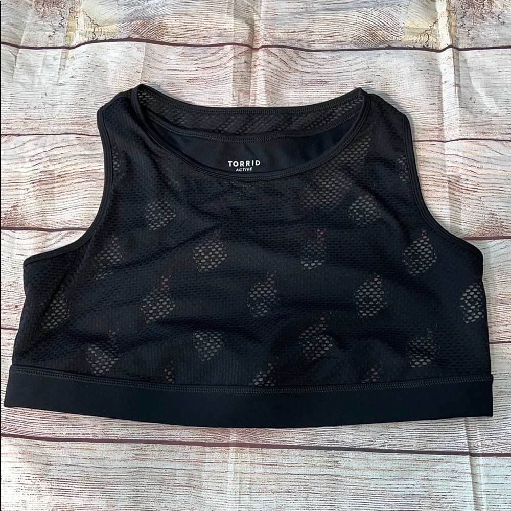 Torrid Black Mesh Skull Sports Bra 2X